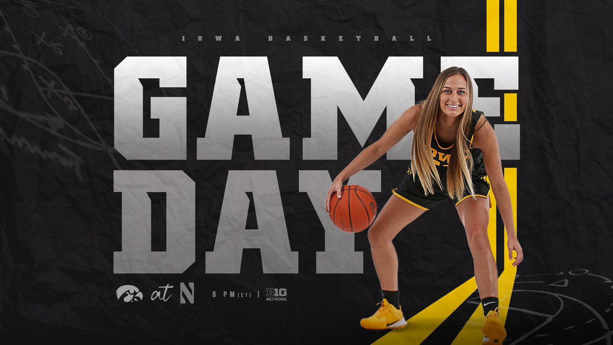 IowaWBB's tweet photo. TODAY'S THE DAY! We're on TV! ⬇️

🏀: at Northwestern
📍: Evanston, Ill.
⏰: 6 p.m. (CT)
📻: Hawkeye Radio Network &amp; TuneIn (app) https://t.co/EBFYe8EKTp
📺: BTN
📈: https://t.co/bHcc5TtDP0 
More info: https://t.co/5DjJjRp4bG

#Hawkeyes https://t.co/WkBORhQM4S