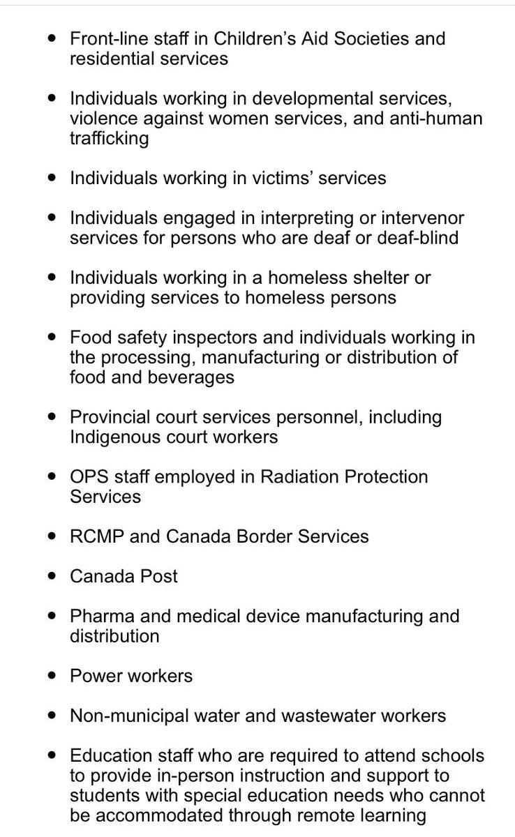 Minister of Education announces an expansion of the list of workers who will be deemed essential to access emergency childcare when they need to work in-person. See the image for the expanded list of workers now eligible including #onted workers. #COVID19Ontario #onpoli