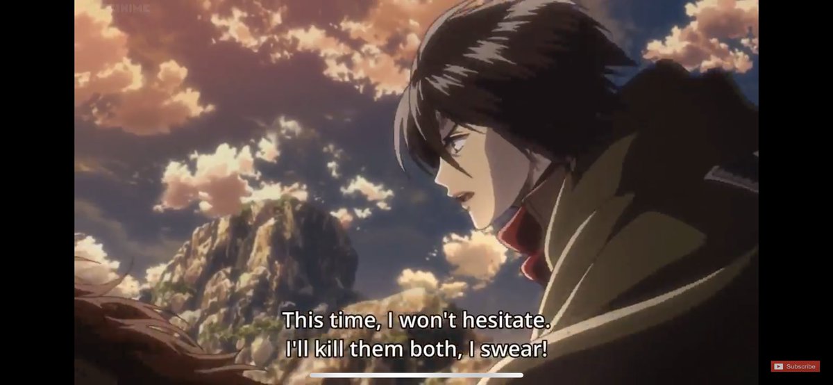 7. Later on, when the survey corps go to rescue Eren, Mikasa is motivated and determined, to get Eren back. She even says “she won’t l hesitate to kill them”. From this we can infer, no matter the cost, she will try to bring Eren back.