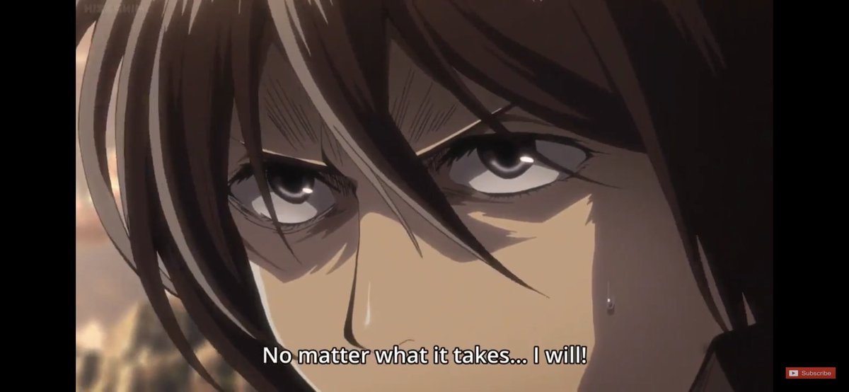 7. Later on, when the survey corps go to rescue Eren, Mikasa is motivated and determined, to get Eren back. She even says “she won’t l hesitate to kill them”. From this we can infer, no matter the cost, she will try to bring Eren back.