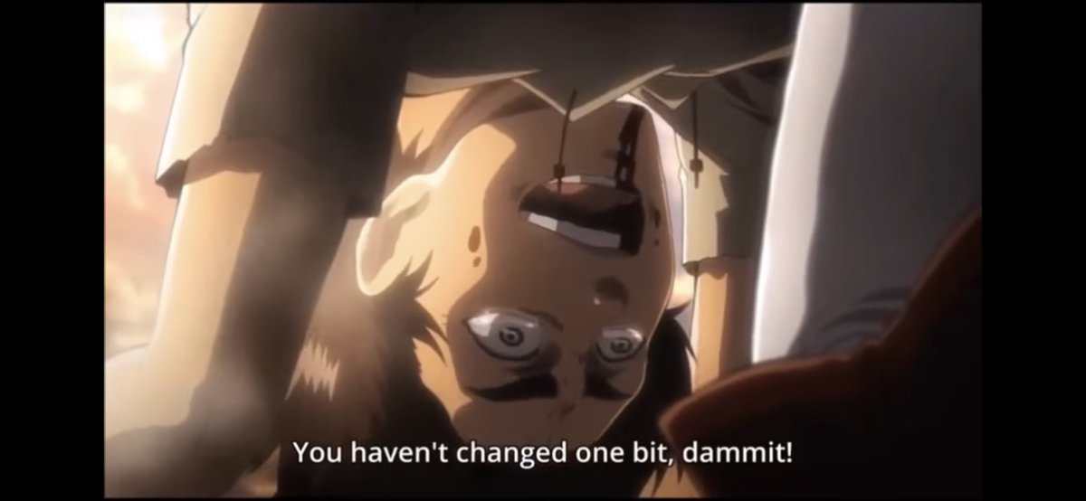 10. Mikasa even throws herself in front of Eren to protect him, which shows she cares about Eren. But, Hannes ends up dying and Eren feels useless, as he couldn’t save him, and apologises to his mother,as he still feels weak and unable to change anything from the past.