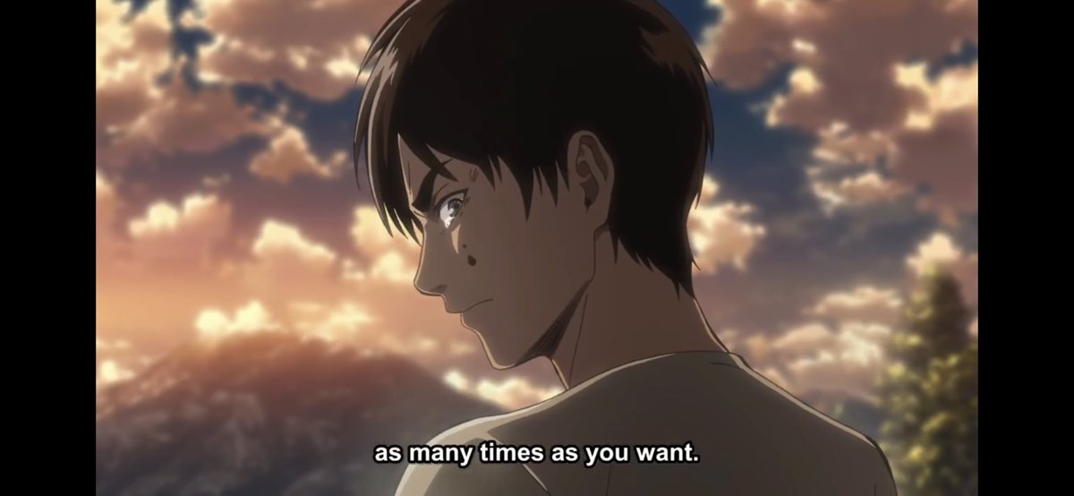 15. On the other hand, Eren gets up and motivated by Mikasa’s words he punches Dina with his hands, in which activate the power of the coordinate, and he makes a promise that “he will wrap the scarf around forever.”