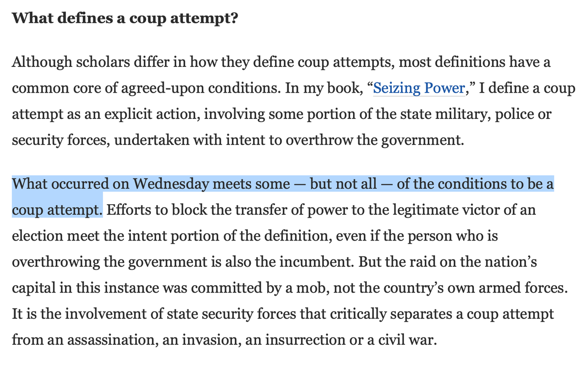Some essential clips, including  @naunihalpublic's definition of a coup from his  @JHUPress book, Seizing Power:  https://jhupbooks.press.jhu.edu/title/seizing-power
