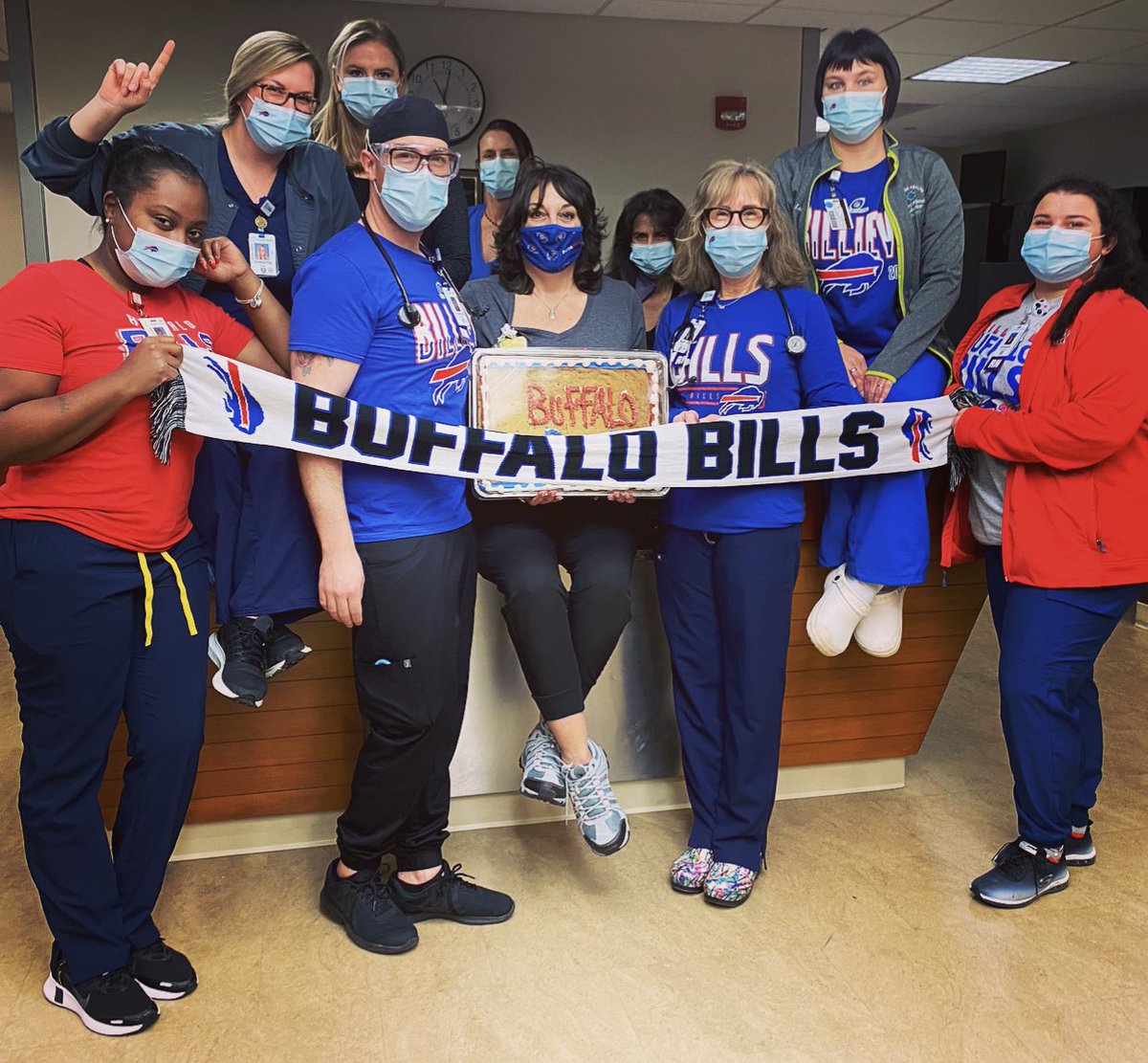 NickyNY722's tweet photo. #BillsMafia representing at Millard Fillmore Suburban 2 Southeast!!! @BuffaloBills @KimPegula #Playoffs #KaleidaHealth https://t.co/B8i6y2DURR
