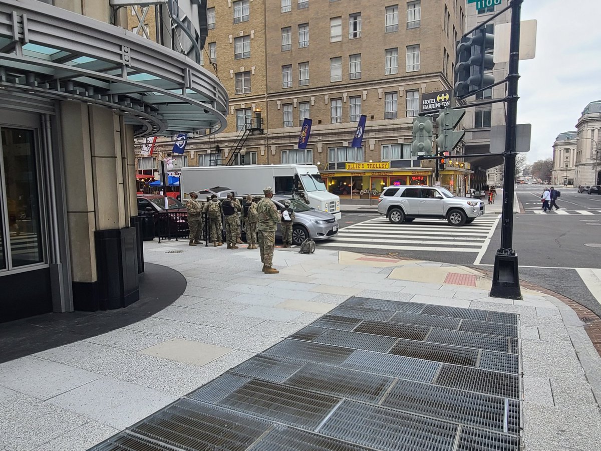 While I got to the Hotel Harrington and Harry's I saw that it was lunch time for the national guard. They were laughing and having a good time, while trumpers were thanking them for thier service. That tune changed within next 36hrs. 13/