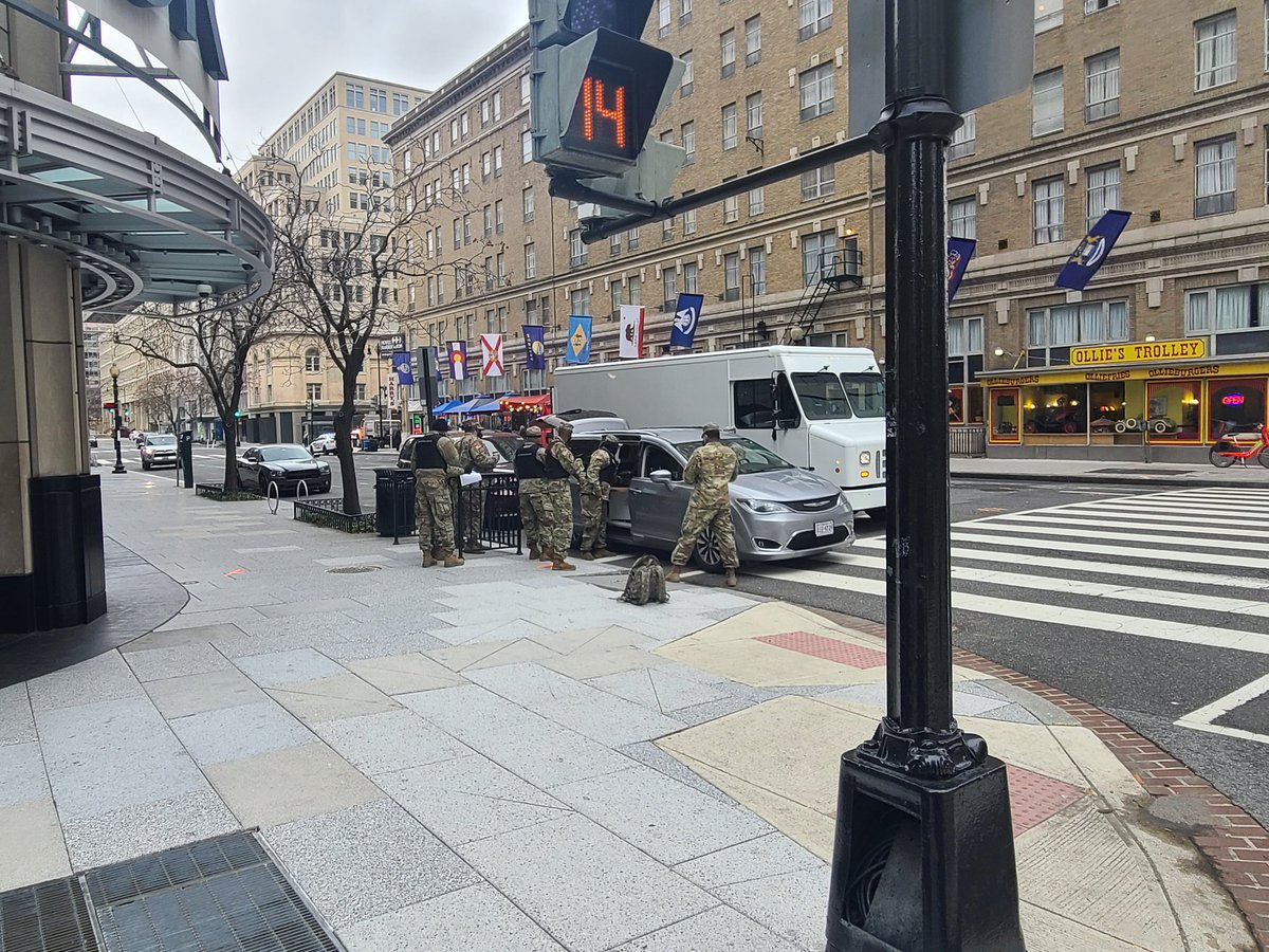 While I got to the Hotel Harrington and Harry's I saw that it was lunch time for the national guard. They were laughing and having a good time, while trumpers were thanking them for thier service. That tune changed within next 36hrs. 13/