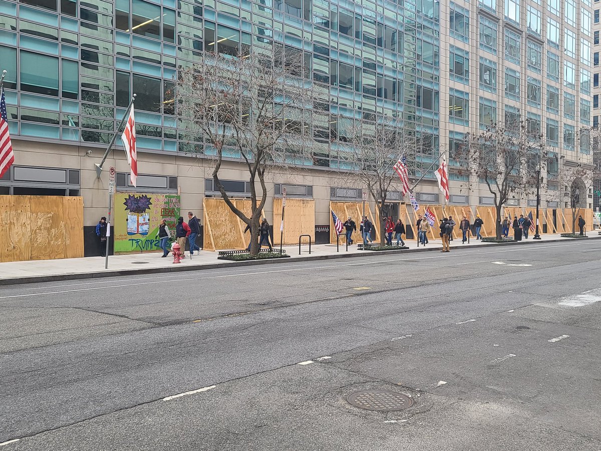 On my way through downtown we still saw some places boarding windows, and some that had been up since election night. 18/