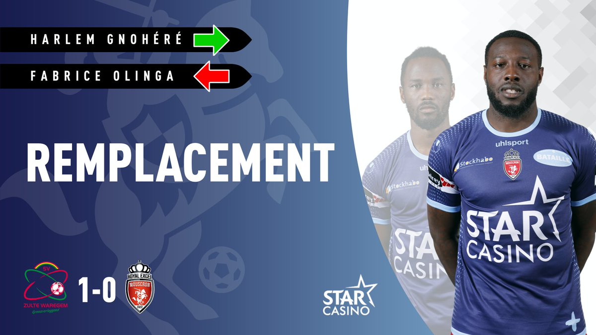 ExcelMouscron's tweet photo. 61’ | 1-0 | #ZWAREM | Premier remplacement pour l'Excel:
⬅️ Fabrice Olinga
➡️ Harlem Gnohéré https://t.co/nyGIUQtHV9
