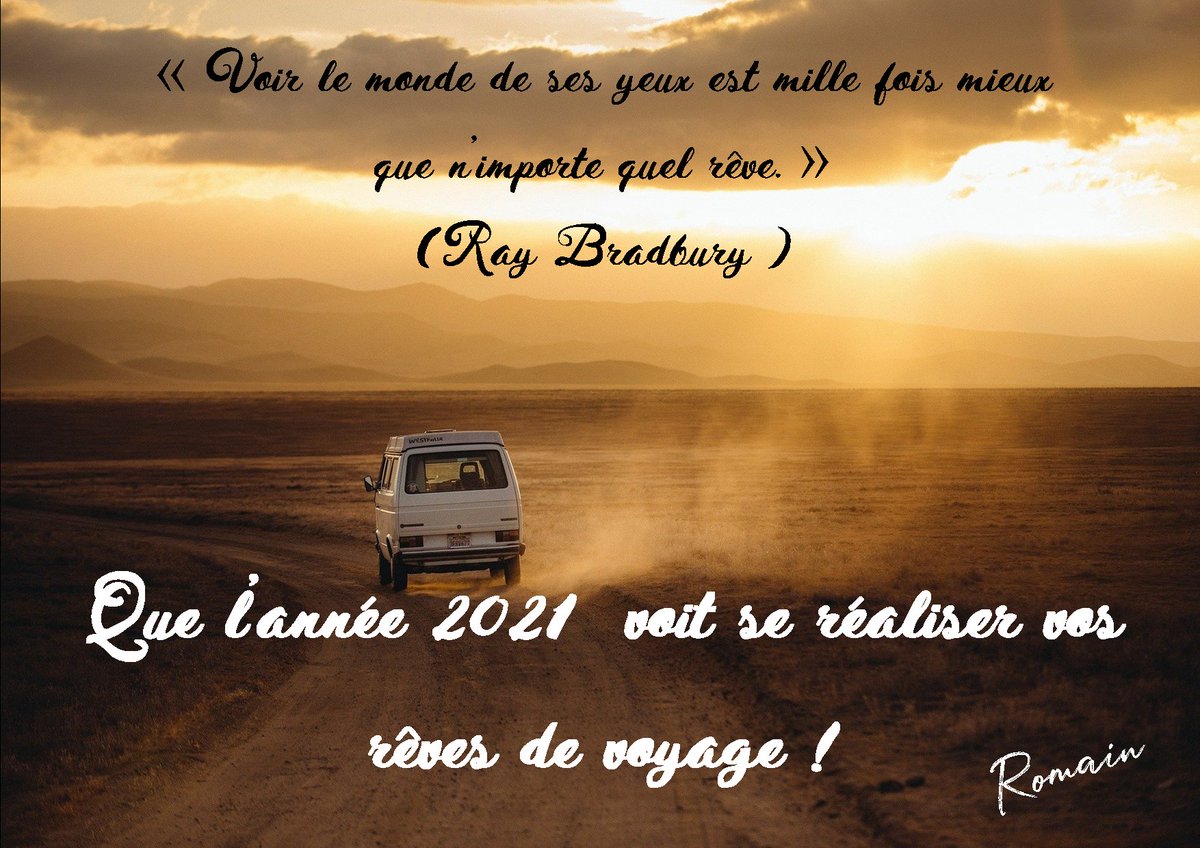 BONNE ANNEE 2021 A TOUS !
J'espère que cette année vous apportera l'énergie nécessaire ainsi que les opportunités d'entreprendre la réalisation de vos rêves les plus fous ! :)
Pour ma part, je garde en tête mon projet "Rockyroad to Sydney" (vidéo à paraitre prochainement sur Fb)
