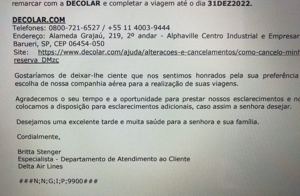 rebecarochan's tweet photo. @Decolar o que vamos fazer com a minha situação? Veja que minha passagem ficou em aberto e quando fui alterar não pude. Veja também na terceira foto a carta da Delta me enviou informando que tenho direito sim de alteração de voo (enviei o PDF a vocês via email). E agora????? https://t.co/SbSxI29TP3