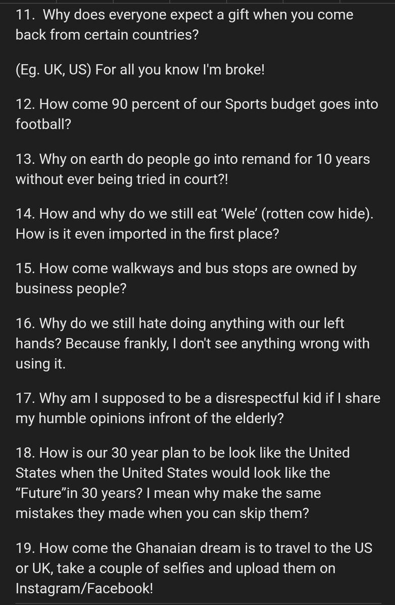 I saw this Response to 'What do Ghanaians dislike about other Ghanaians' on Quora and thought I should share. Accurate about ?A Thread... #UCCfreshers  #WelcomeToKNUST  #NanaAfricanLeaderOfTheYear