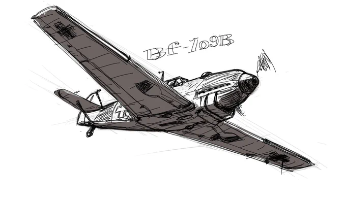 飛行機練習まとめ #漫画 #飛行機 #Bf109B #ウェルズレイ #Di-6 #Yak-3 #雷電 #P-35 #A-4  