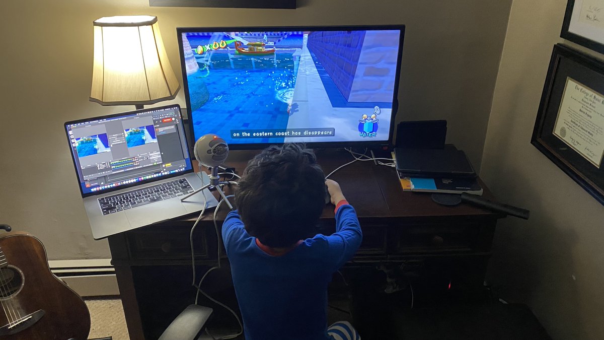 This is Colin’s old live-streaming setup. He’s actually getting some viewers, so we’re upgrading. It’s the cutest thing in the world.