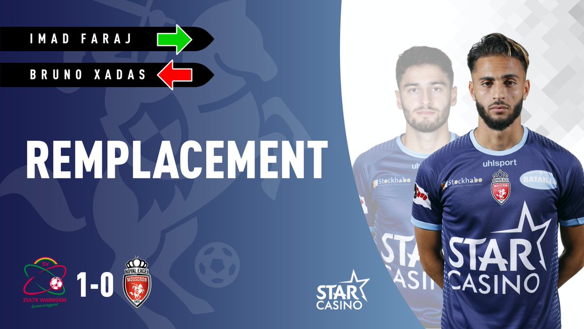 ExcelMouscron's tweet photo. 79’ | 1-0 | #ZWAREM | Remplacement pour l'Excel:
⬅️ Bruno Xadas
➡️ Imad Faraj https://t.co/uxQKRLWSsj