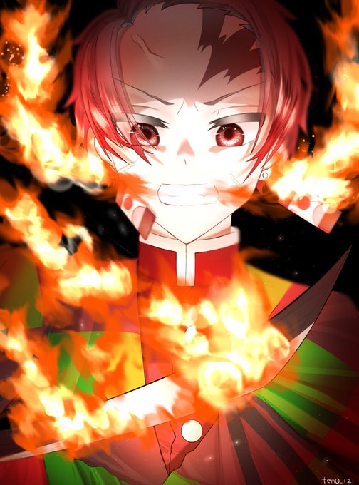 てのさんがTwitterに投稿した竈門炭治郎(鬼滅の刃)のイラスト。