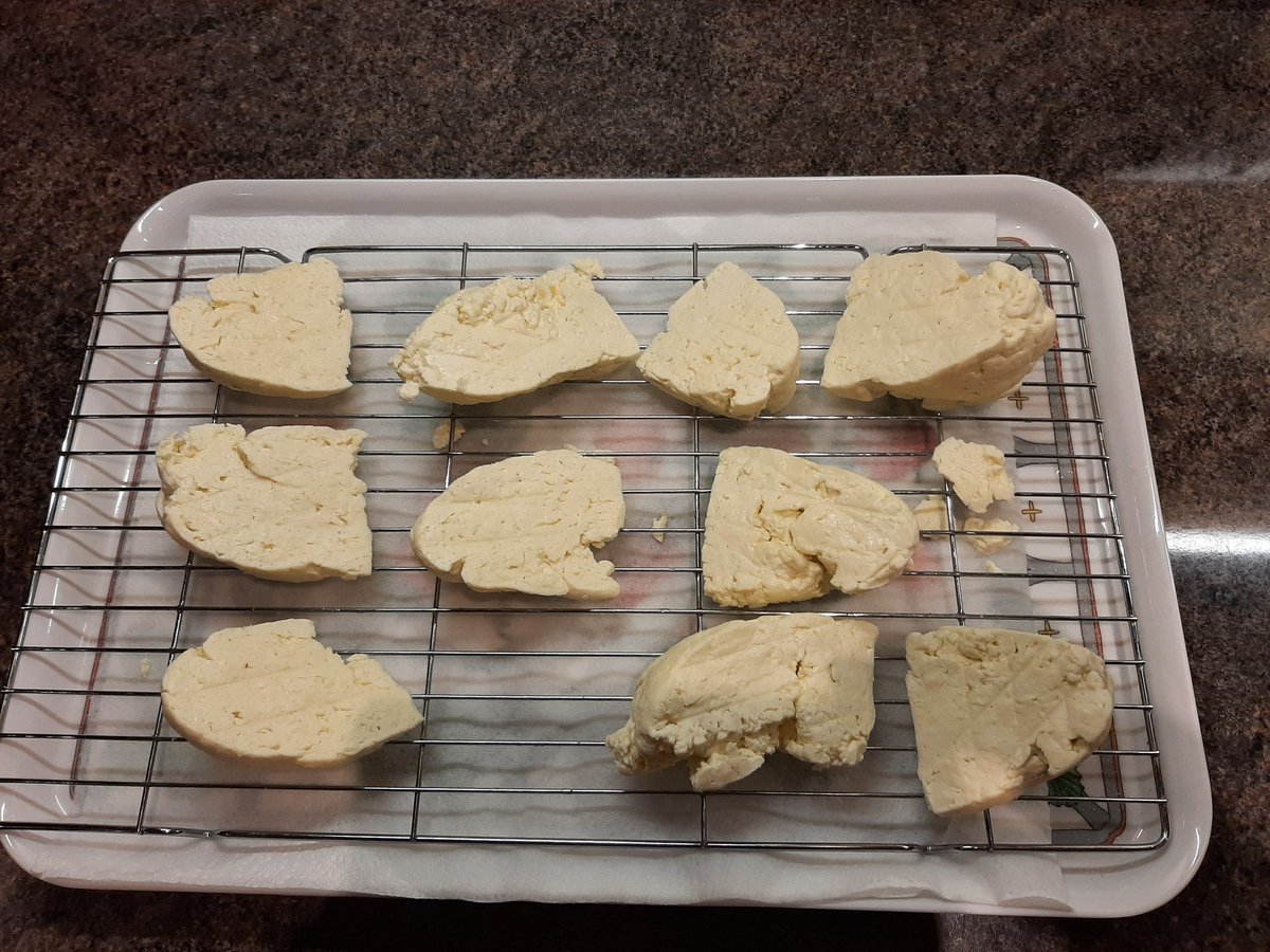 Northnursenicky's tweet photo. Last photo! Home made Halloumi cheese. Xmas pressie from #cheesemonkey Took 4.5 hours, concentration &amp; precision but great fun. Enough resources to make another 6 batches of various cheeses! #cheese https://t.co/fyFWOV4vUH