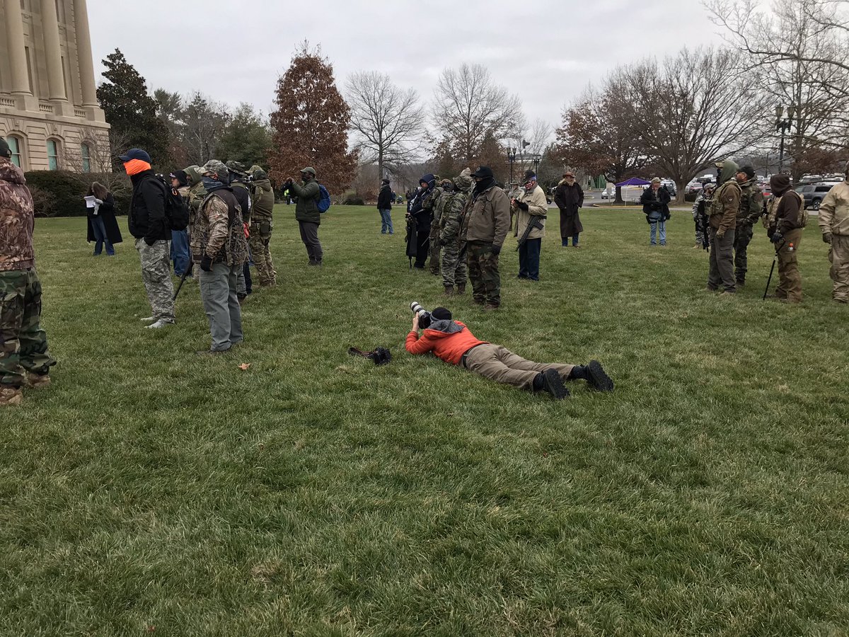 Here’s  @mattstonephotog getting a photo while a speaker rails against Rand Paul and Mitch McConnell