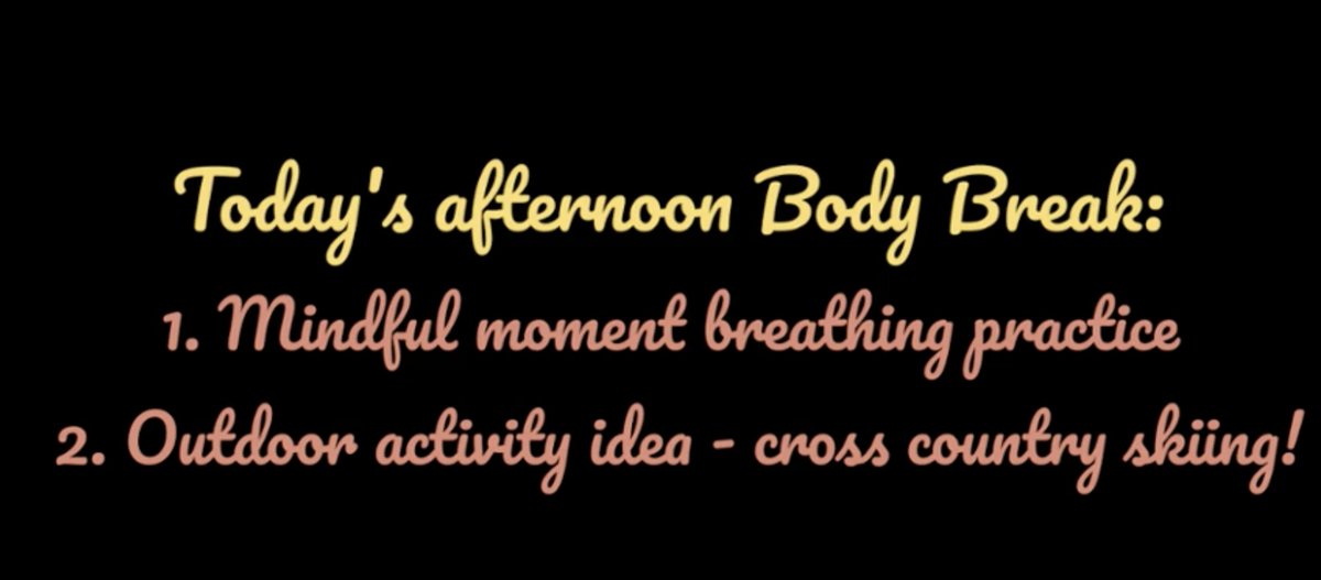 Amyrose484's tweet photo. Body break with our PE team this afternoon focused on breathing and some x country skis skills, including info on how to access trails and rentals @ERHS1947 #xcountryskiing @WinnipegSD #bodybreak #mindfulness #breathing #QDPE #HealthyLiving #PhysicalEducation https://t.co/8ZUtzrugvG