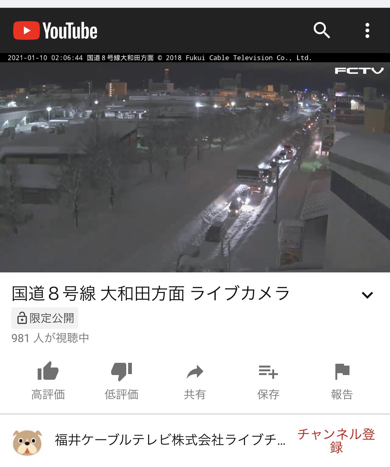 ビタキン 福井県 雪 大雪 8号線 北陸 21年 雪情報 8時間以上立ち往生 福井県 8号線 1月9日16時から25時30分現在 T Co Rvk5mctpyg Youtubeより Twitter