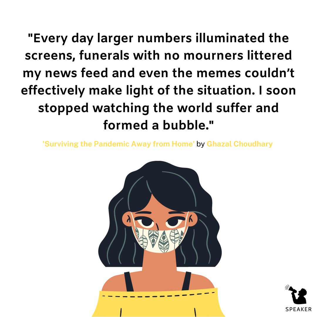 SpeakerNews's tweet photo. Ghazal Choudhary writes about her experience of living through a global pandemic whilst being away from home and how attitudes towards the virus were different where she was, in Pakistan, compared to the UK: 
https://t.co/DyCuZSFyVn https://t.co/3Bf2v7EryX