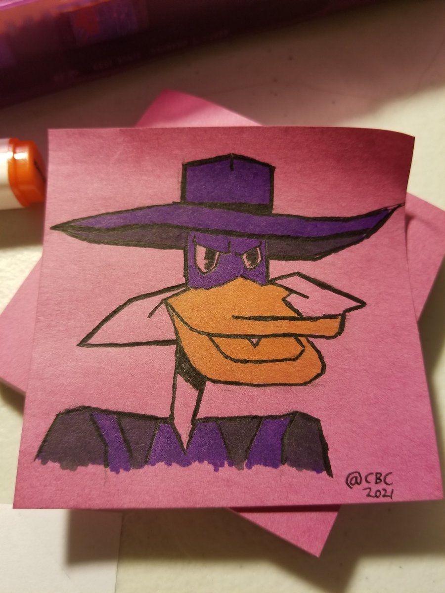 comics_bear's tweet photo. "I am the terror that flaps in the night. I am the marker that bleeds through the post it note of villainy. I am DARKWING DUCK!!!"
#DailySketch #warmupsketch #markers #lineart #postitnotesketch #darkwingduck #ducktales2017 https://t.co/9TplATMlWN
