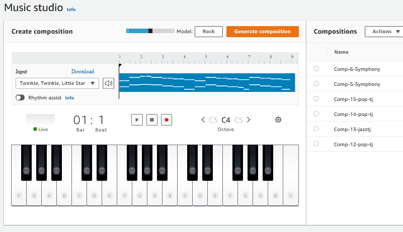Delachica's tweet photo. Explorado el #AWS #DeepComposer aún no sé si es una genialidad o un juguete "solo" para #desarrolladores. La idea del nuevo teclado musical de @awscloud es sumergir a los #devs en #machinelearning jugando con varios modelos e iniciarse en #AI generativa.
https://t.co/FPyqG3oAAj https://t.co/t7bnsbJa3t