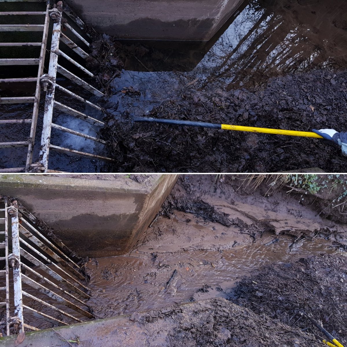HenllysLNR's tweet photo. Cleaned out culvert#2 today with my wife (using @GHSCF rakes &amp; shovel [just to make it very clear]). Really really hard work but may be all that lockdown @ThisisDavina DVD exercise paid off. Removed #litter as we uncovered it too. #volunteering #walkfromhome #samehouse #keptsafe https://t.co/GMujzEXBYj