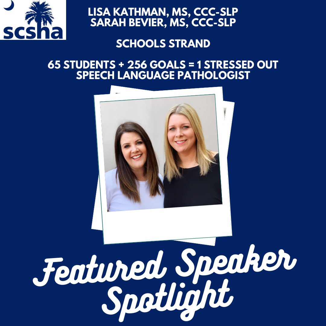 SCSHA_SC's tweet photo. Featured Speaker Spotlight!

Lisa Kathman and Sarah Bevier of @SlpToolkit 🙌

Register now for the 2021 SCSHA Virtual Convention - https://t.co/U12KYAhFop

#slp #slplife #slpeeps #speechtherapy #speechpathology #speechlanguagepathology #speechie #speechies https://t.co/rnXMgaBl23