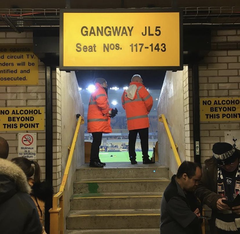 Molineux. Great ground, loud fans. This was taken the day of Mousa Dembele’s last ever game for Spurs. Went down injured right in front of us, you just knew it was the last time you would see him in a Spurs shirt