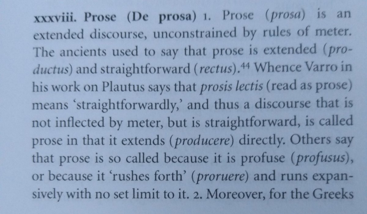 Nearing the end of book I of XX; the etymology of "prose"