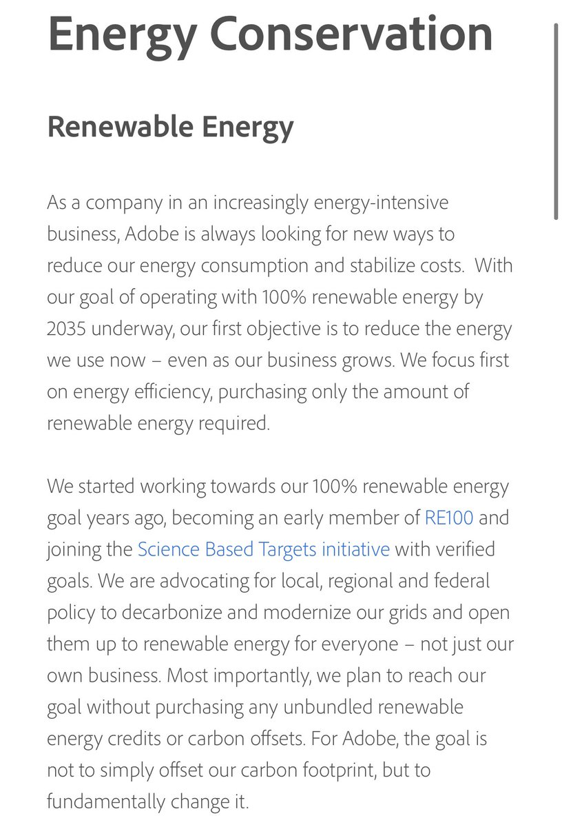 Quick info about some of  $STPK/Stem’s partners: (5/6) $ADBE/Adobe: “Operating sustainably has been one of Adobe’s core values since the beginning”. Key partner from a longterm perspective imo. https://www.adobe.com/corporate-responsibility/sustainability/energy-conservation.html