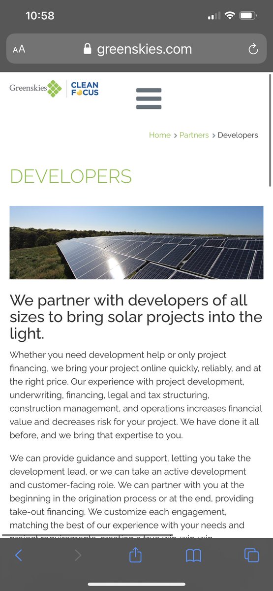 Quick info about some of  $STPK/Stem’s partners: (6/6)Greenskies: Backed by Clean Focus Group. Going to have a big place in the future as well imo. Mutually beneficial partnership for Stem 100%. https://www.greenskies.com/partners/developers