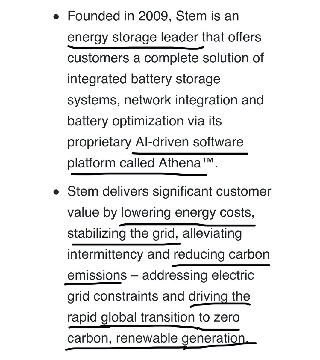  $STPKStem “builds and operates the largest digitally connected energy storage network for our customers. Our world class AI platform optimizes the value of our customers’ energy assets and facilitates their participation in energy markets” 