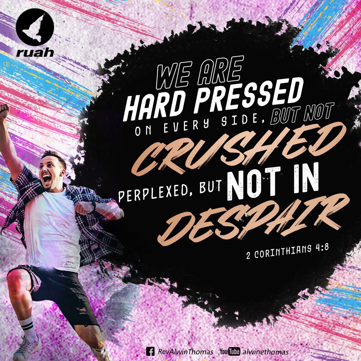 alwinthomas's tweet photo. We are hard pressed on every side, but not crushed; perplexed, but not in despair.
2 Corinthians 4:8
#dailybreath #ruah #ruahchurch #ruahministries #bibleverses #crushed #notindespair #promisesofGod #promiseoftheday #blessingword #verseoftheday #dailyword #sprinkleofjesus https://t.co/lNYcEEc7xQ