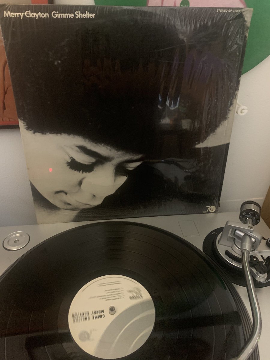 Stopped by my local for the new <a href="/AaronFrazer_/">Aaron Frazer</a> and came across this beauty on the wall. They’re both going to be taking turns the rest of the day. 

Merry Clayton - Gimme Shelter
Aaron Frazer - Introducing 

<a href="/ColemineRecords/">Colemine Records</a> #soul #nowplaying #vinyl