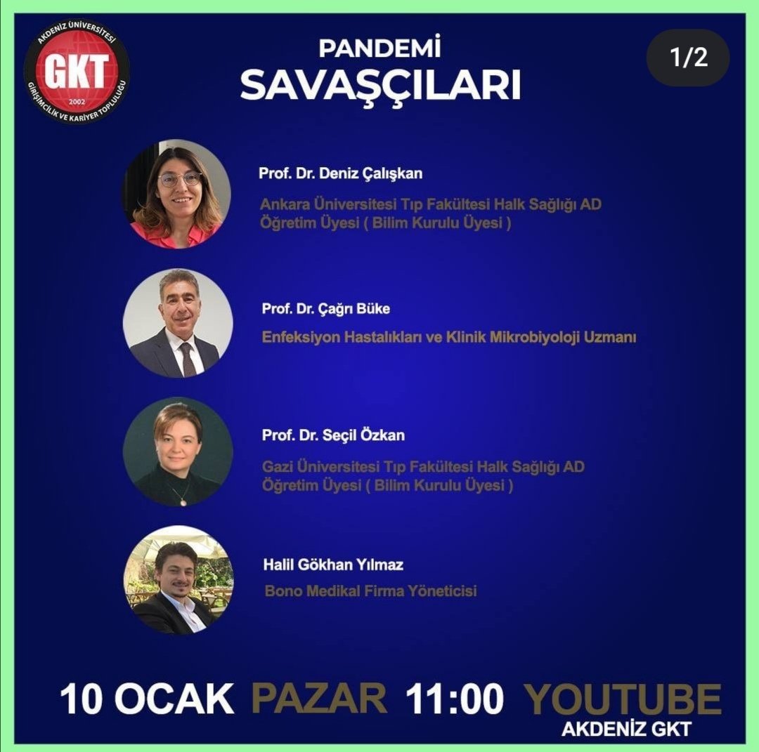 AkdenizUniSKS's tweet photo. Girişimcilik ve Kariyer Topluluğumuzdan kaçırılmayacak bir etkinlik daha...
10 Ocak Pazar günü, Saat: 11.00'de Akdeniz GKT - Youtube dan canlı olarak gerçekleşecek "Pandemi Şavaşçıları Zirvesi" ne davetlisiniz.
@akdenizun @drmuratturhan @alievrenimre @m_aliozcelik  @AkdenizGKT https://t.co/WbuMAg7tVF