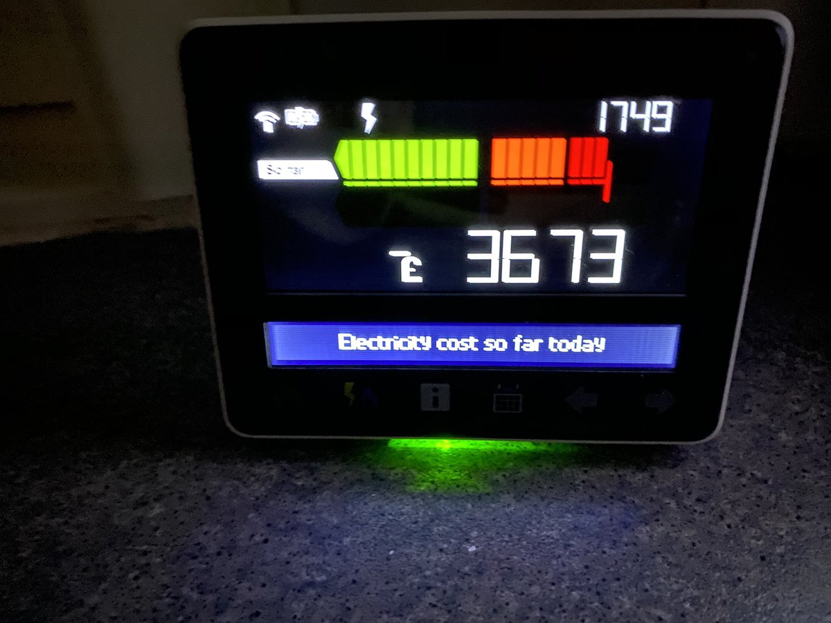 Cuddlebug1982's tweet photo. @edfcustomers I hope you can help - our smart meter has been like this all day. The cost screen appears to be incorrect, we average £3.50 a day, plus there is a - next to the £ sign. Noticed about 2.30pm &amp; it’s not changed from this number. Please help..!! Thanks 🙏🏻 https://t.co/2OZdPR0rM0