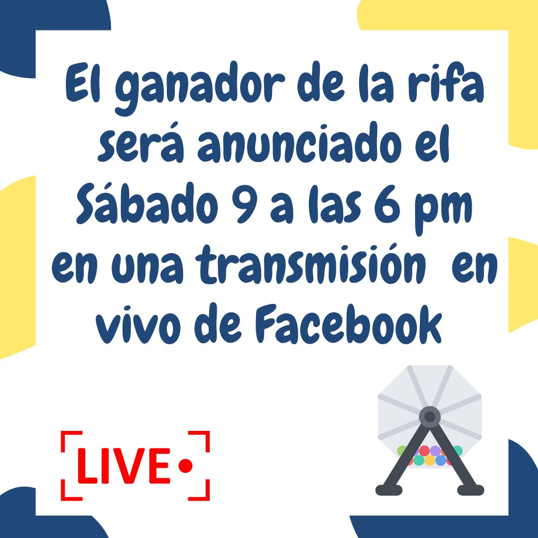j_sinbarreras's tweet photo. ¡¡No se pierdan la transmisión en vivo para dar a conocer al ganador de nuestra rifa!!
Link directo a nuestro fb: https://t.co/O6C6ydR2YW https://t.co/vWS8CRJ8u3