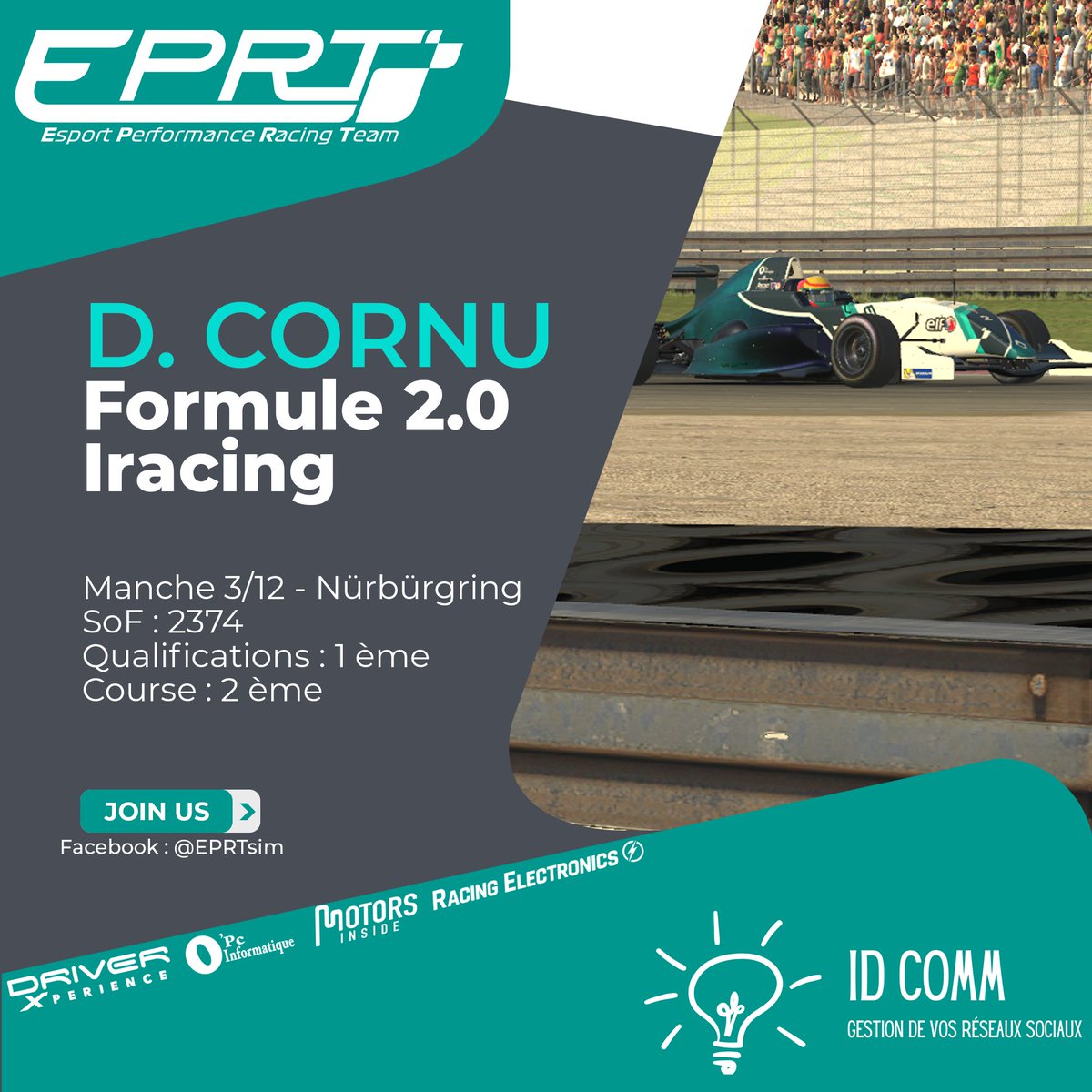 EPRTsim's tweet image. 🏎️ Formule 2.0 - @iRacing 🏎️

👨‍🦱 David Maé
♣️ SOF : 2180
📍 Nürburgring
🚩 Q20
🏁 P10

👨‍🦱 Denis Cornu
♣️ SOF : 2374
📍 Nürburgring
🚩 Q1
🏁 P2

#EPRTGO #SIMRACING #ESPORT #IRACING #DRIVER