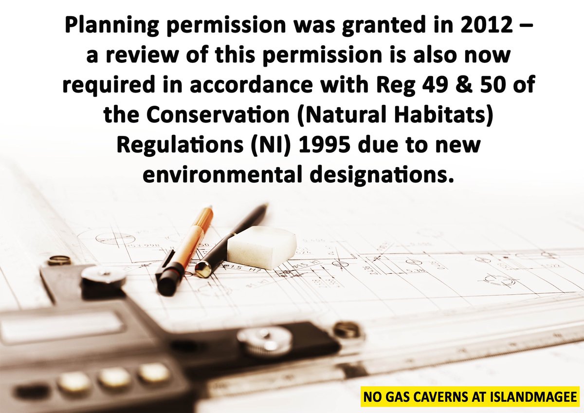 Delighted -  2012 planning permission for Islandmagee gas cavern  project has to be reviewed 😀
Marine Licence , Seawater abstraction and solution mined  waste discharge licences also being reviewed 😀
Closing date for Letters of objection - 13th January 👍