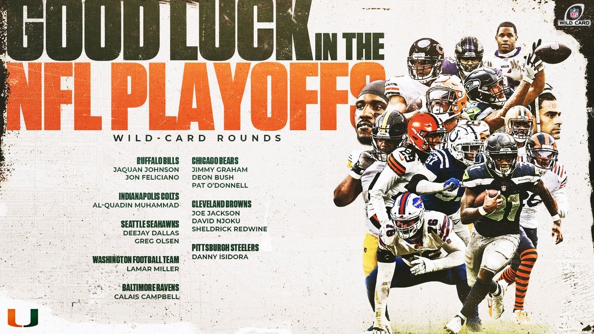 This weekend's @NFL Super Wild Card games are filled with #ProCanes. Good luck! #ItsAllAboutTheU