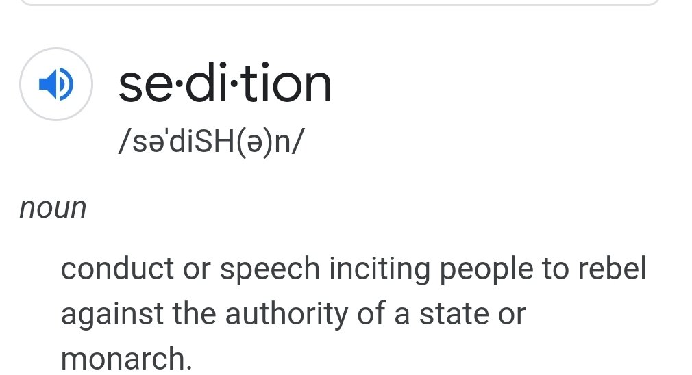 3. Sedition. The sitting POTUS, despite 50+ court cases and 50 states certifying results, still blatantly and knowingly lies and calls the recent US election results fraudulent. He knows -- and we all know -- the results are correct.