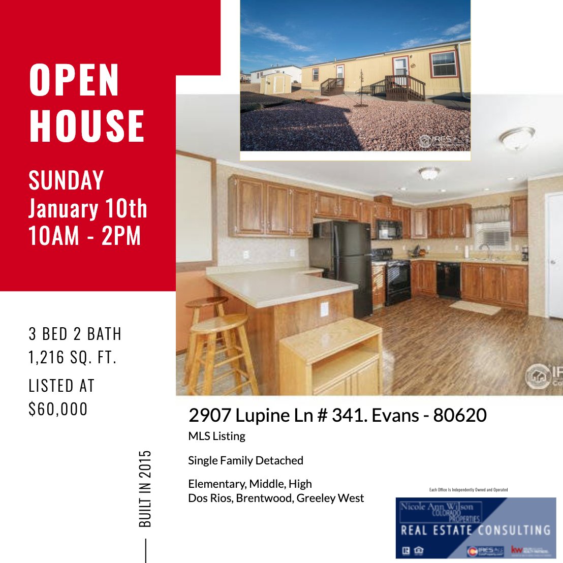 OPEN HOUSE- Evans CO
Stop on by and say hi!
pages.kw.com/nicole-wilson/…
Open house this Sunday, January 10th 10am-2pm 
3 Bed, 2 Bath, 1,216 sq ft. 
Listed at $60,000.