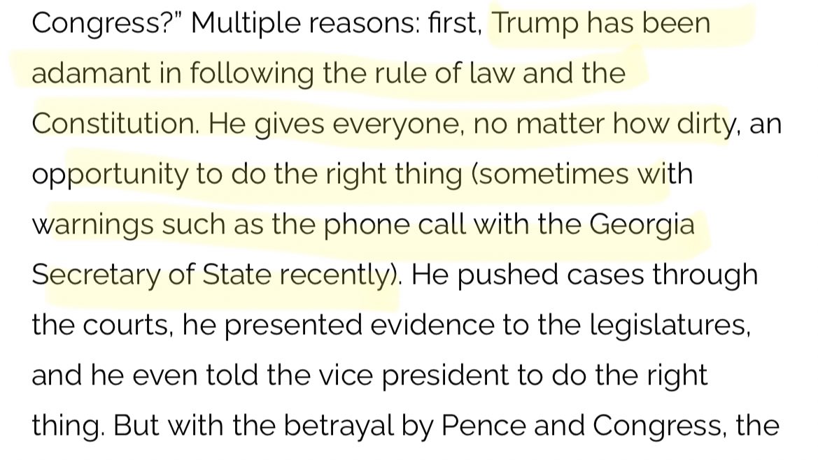 As an example of Dear Leader's mercy, the Nye GOP chair cites Trump's call to Georgia Secretary of State Raffensperger, whom Trump offered a chance to "recalculate" the election results to avoid maybe imprisonment. (GA prosecutors say Trump's call may have been criminal) 9/ 