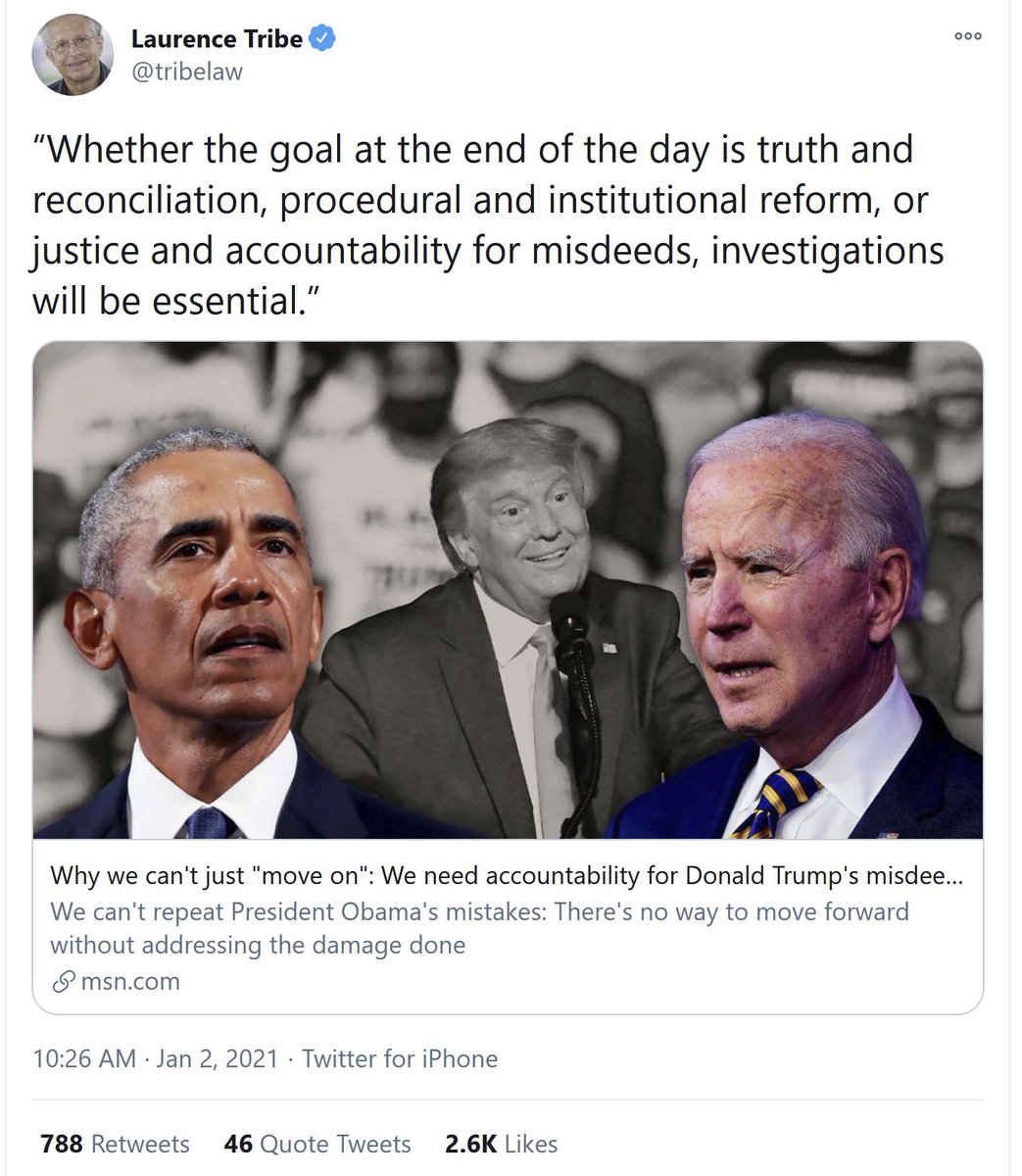 31/ We need justice & accountability for the attempted coup & some of Trump's crimes before we skip straight to "unity."We need a Truth & Reconciliation Commission to hear the truth. https://twitter.com/RBReich/status/1317614803704115200 https://twitter.com/tribelaw/status/1345436435738996743 https://twitter.com/joelockhart/status/1348034799156518915 https://twitter.com/BerniceKing/status/1325552892980375557