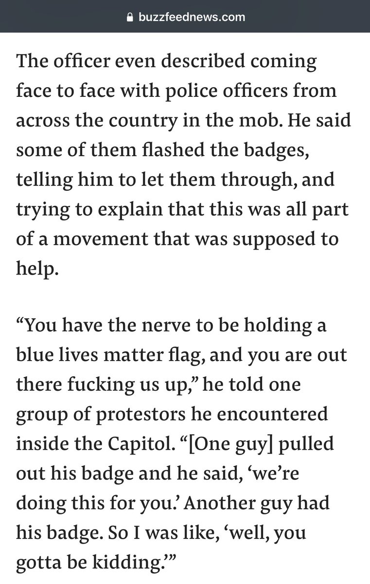 This first hand account from a Capitol police officer is just insane.  https://www.buzzfeednews.com/article/emmanuelfelton/black-capitol-police-racism-mob