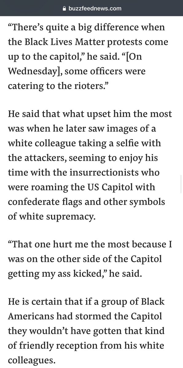 This first hand account from a Capitol police officer is just insane.  https://www.buzzfeednews.com/article/emmanuelfelton/black-capitol-police-racism-mob