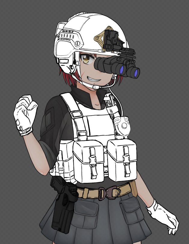 WGWDev's tweet photo. The Tac Tailor 2-Piece SAW Gunner MAV may have been forgotten by the internet, but we’ll always remember. 

Gear layers (initial lines by @bseccomic) are now in-progress by @SoySauceDoodles! #KineticLoveDays #VisualNovel https://t.co/83sBmoaukC