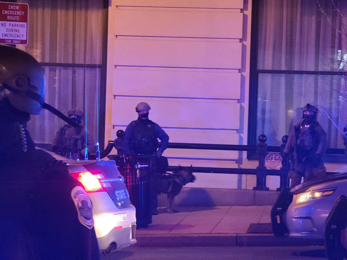 This is when I noticed that Virginia State Police brought thier kr unit out to front lines. Talk about a throw back tactic of intimidation. It was such a weird night. Officer on far right had his rifle out. 129/