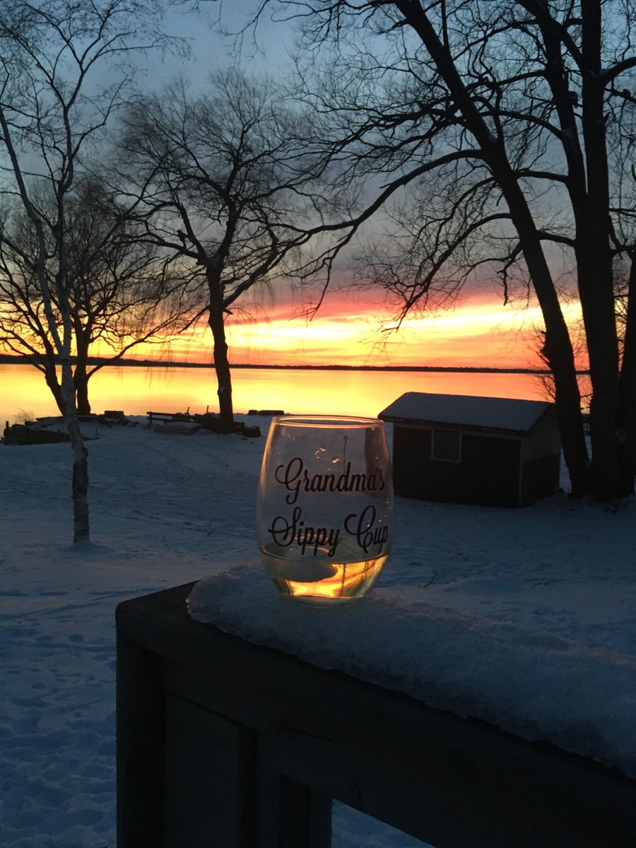 Sunset on Folly Lane. Thankful for good friends willing to put on snow pants to share a sunset drink on our deck.....